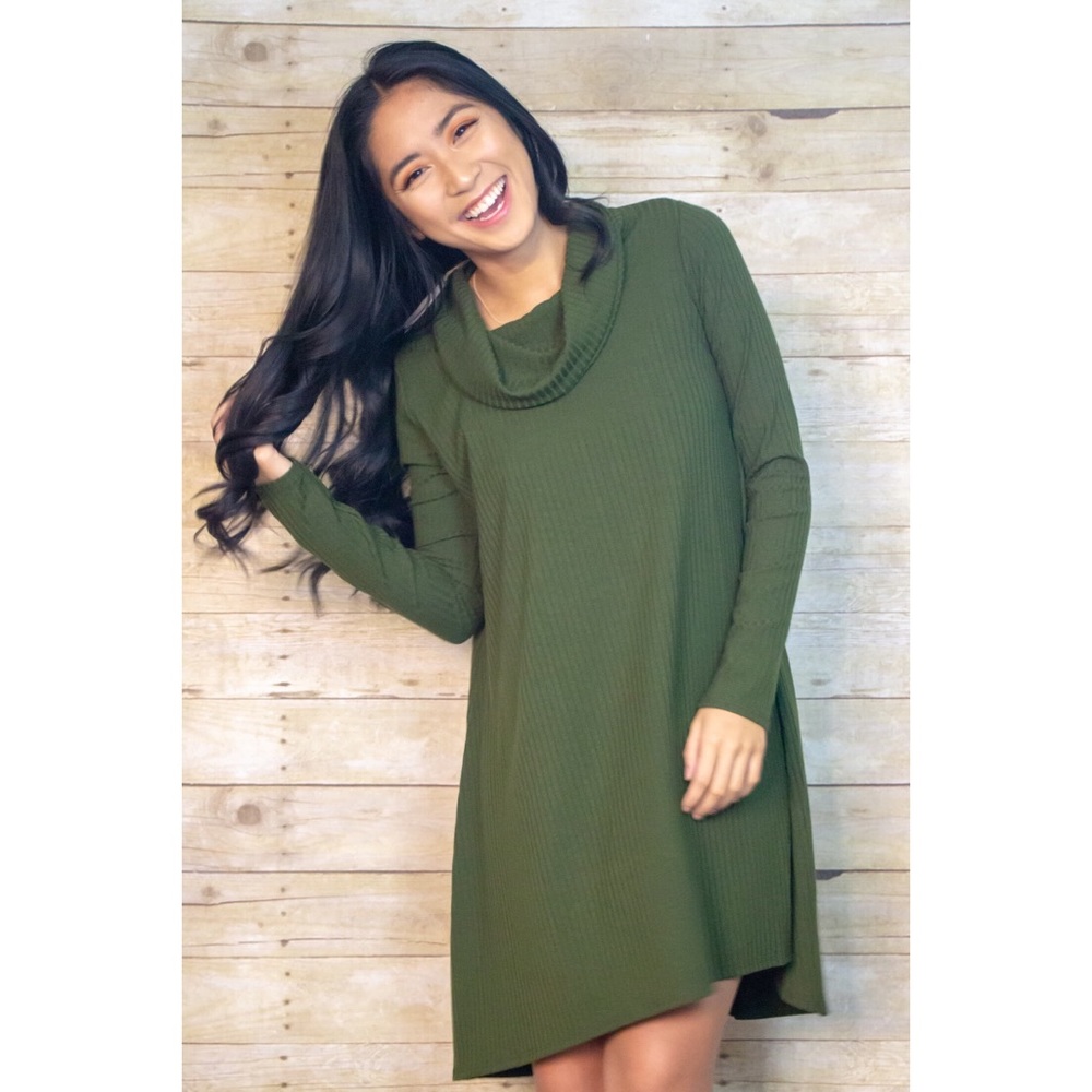 Forest Green Turtleneck Dress